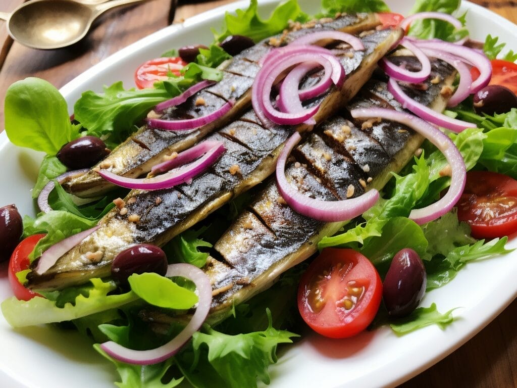 Grilled sardines salad