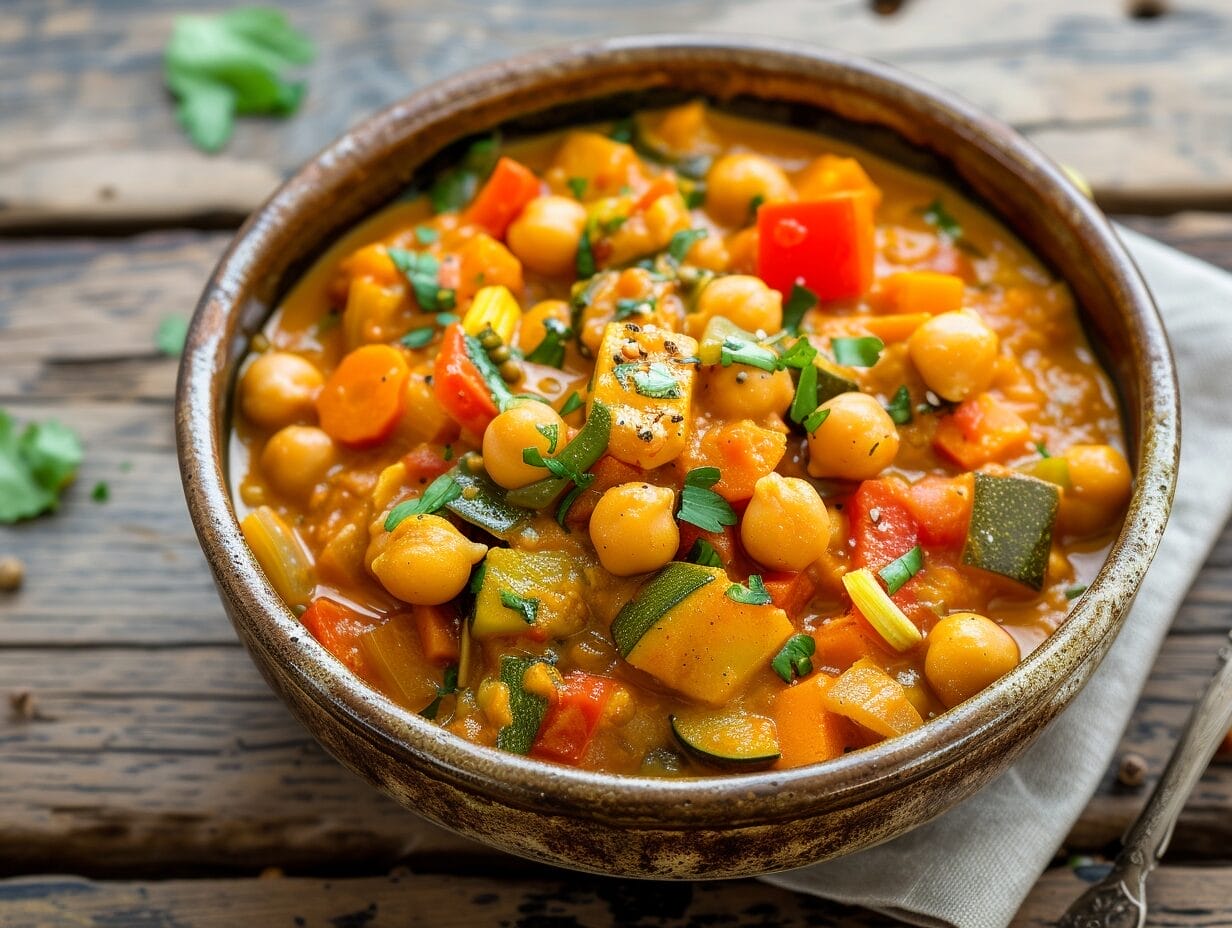 Chickpea and Vegetable Curry in a Hurry in a Bowl